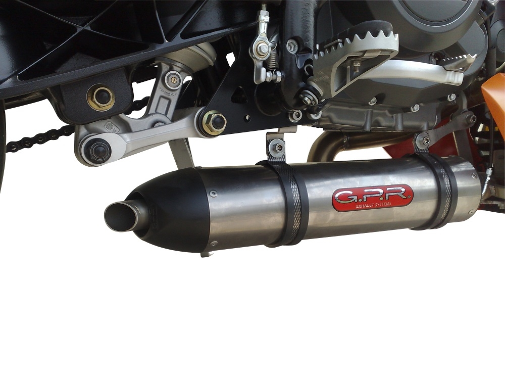 GPR pot echappement compatible avec  Ktm Duke 690 2008-2011, Gpe Ann. titanium, Homologué et légal, système d'échappement complet avec catalyseur et db killer amovible 