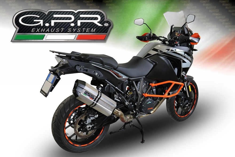 GPR pot echappement compatible avec  Ktm LC 8 Super Adventure 1290 - S - R - T 2017-2020, Sonic Titanium, Échappement légal, homologué,silencieux avec db killer amovible et tuyau de liaison spécifique 