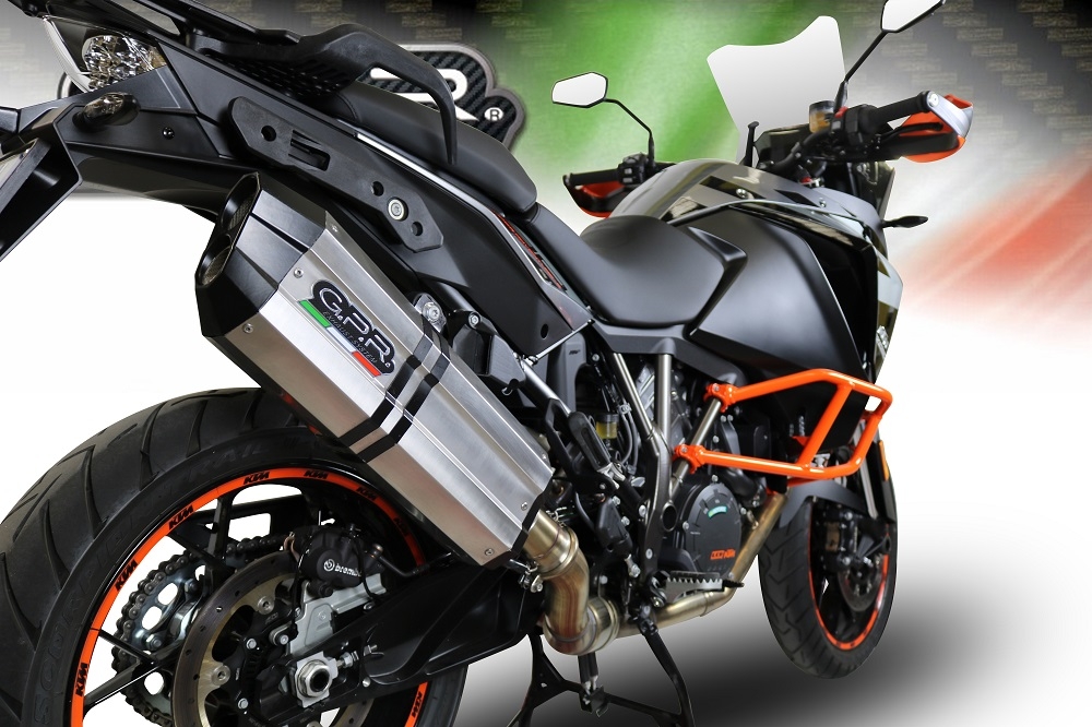 GPR pot echappement compatible avec  Ktm LC 8 Super Adventure 1290 - S - R - T 2017-2020, Sonic Titanium, Échappement légal, homologué,silencieux avec db killer amovible et tuyau de liaison spécifique 