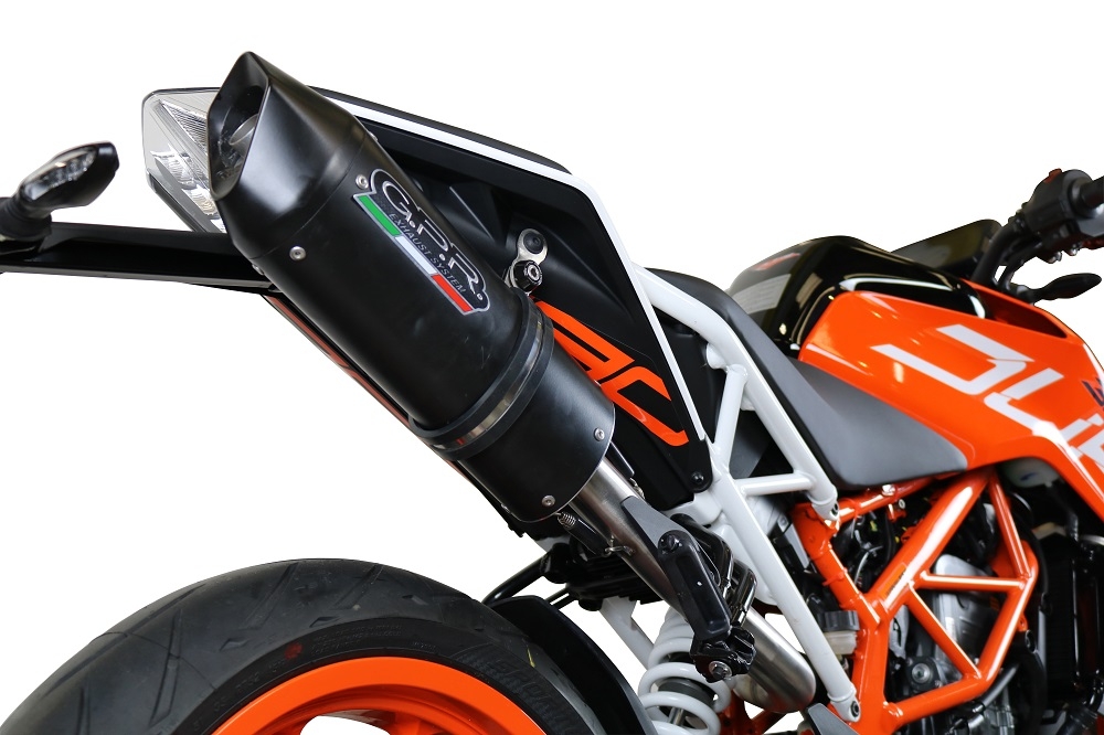 GPR pot echappement compatible avec  Ktm Rc 390 2017-2020, Furore Evo4 Nero, Échappement légal, homologué,silencieux avec catalyseur, db killer amovible et tuyau de liaison spécifique 