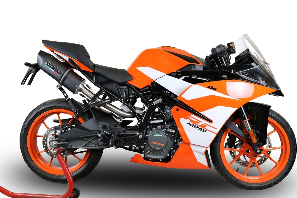 GPR pot echappement compatible avec  Ktm Rc 125 2017-2020, Furore Evo4 Nero, Échappement légal, homologué,silencieux avec catalyseur, db killer amovible et tuyau de liaison spécifique 