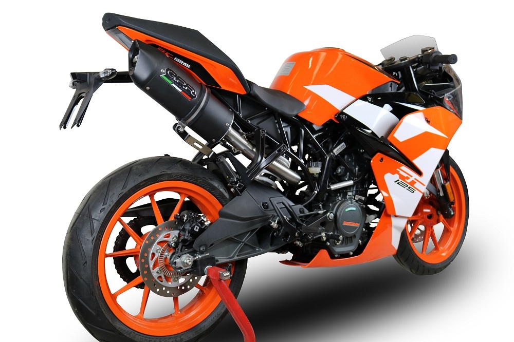 GPR pot echappement compatible avec  Ktm Rc 125 2017-2020, Furore Evo4 Nero, Échappement légal, homologué,silencieux avec catalyseur, db killer amovible et tuyau de liaison spécifique 