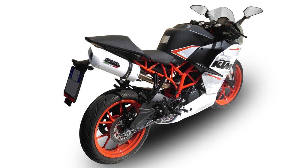 GPR pot echappement compatible avec  Ktm Rc 390 2015-2016, Albus Ceramic, Échappement légal, homologué,silencieux avec db killer amovible et tuyau de liaison spécifique 