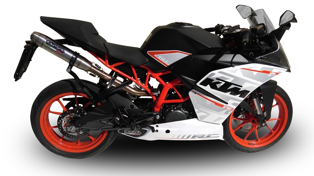 GPR pot echappement compatible avec  Ktm Rc 390 2015-2016, Deeptone Inox, Pot échappement racing, avec les tuyaux de liaison, article sans homologation 