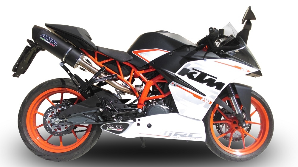 GPR pot echappement compatible avec  Ktm Rc 390 2015-2016, Furore Nero, Pot Échappement slip-on homologué, légal, avec db killer amovible, tuyau de liaison et catalyseur 