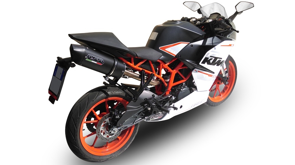 GPR pot echappement compatible avec  Ktm Rc 390 2015-2016, Furore Nero, Pot Échappement slip-on homologué, légal, avec db killer amovible, tuyau de liaison et catalyseur 