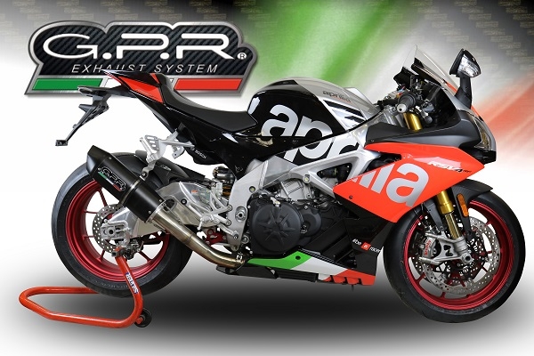 GPR pot echappement compatible avec  Aprilia Tuono V4 1100 -Rr -Factory 2015-2016, Furore Nero, Pot échappement racing, avec les tuyaux de liaison, article sans homologation 