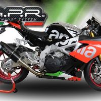 GPR pot echappement compatible avec  Aprilia Tuono V4 1100 -Rr -Factory 2015-2016, Furore Nero, Pot échappement racing, avec les tuyaux de liaison, article sans homologation 