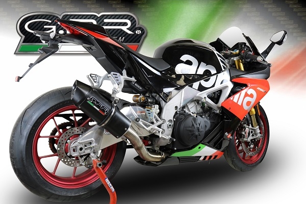 GPR pot echappement compatible avec  Aprilia Tuono V4 1100 -Rr -Factory 2015-2016, Furore Nero, Pot échappement racing, avec les tuyaux de liaison, article sans homologation 