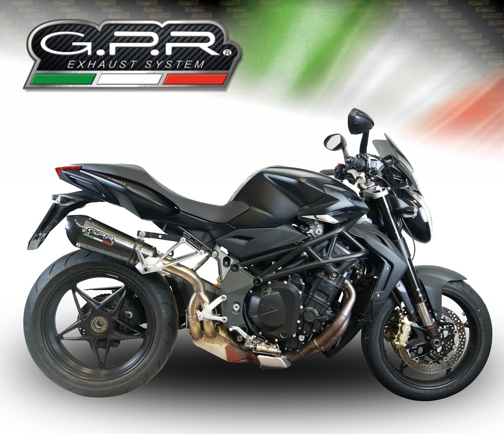 GPR pot echappement compatible avec  Mv Agusta Brutale 1090 R-RR  2010-2016, Gpe Ann. Poppy, Échappement légal, homologué,silencieux avec db killer amovible et tuyau de liaison spécifique 