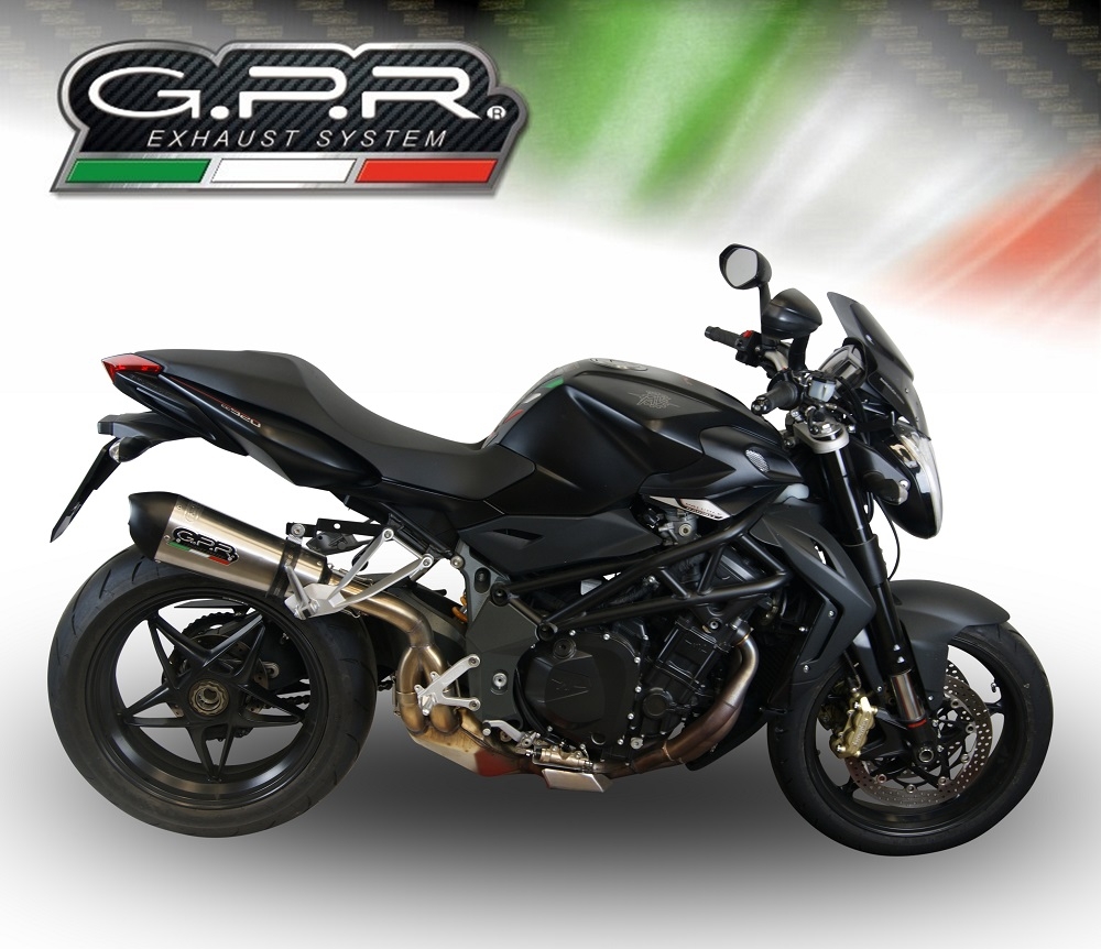 GPR pot echappement compatible avec  Mv Agusta Brutale 990 R 2010-2011, Gpe Ann. titanium, Échappement légal, homologué,silencieux avec db killer amovible et tuyau de liaison spécifique 