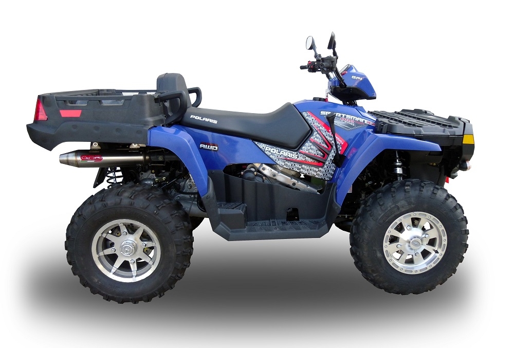 GPR pot echappement compatible avec  Polaris Sportsman 800 X2 2007-2010  2007-2010, Deeptone Atv, Échappement légal, homologué,silencieux avec db killer amovible et tuyau de liaison spécifique 