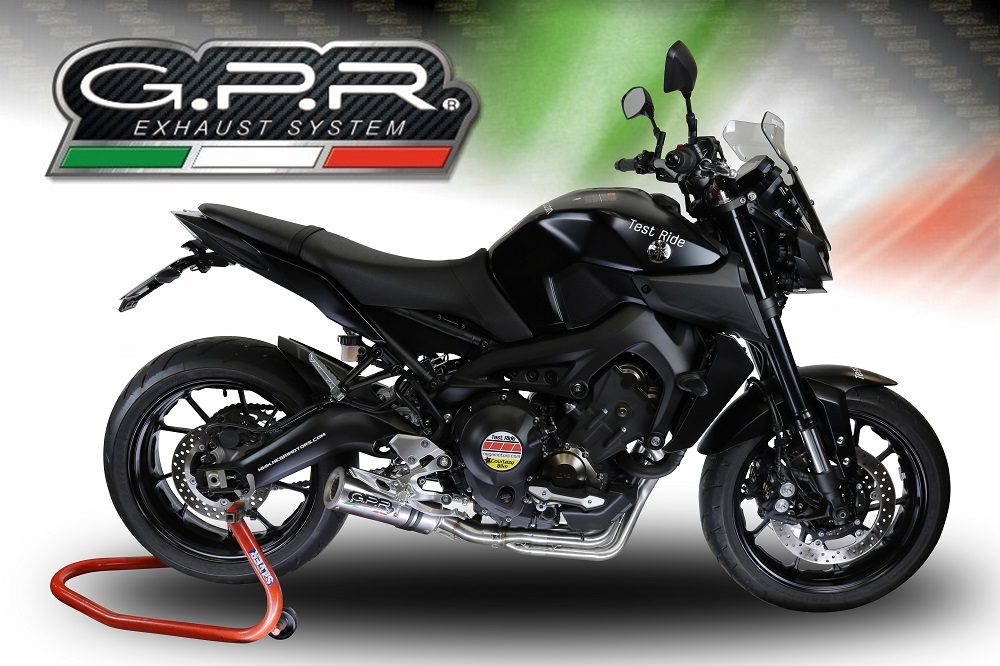 GPR pot echappement compatible avec  Yamaha Mt-09 Tracer 900 2015-2016, M3 Inox , Homologué et légal, système d'échappement complet avec catalyseur et db killer amovible 