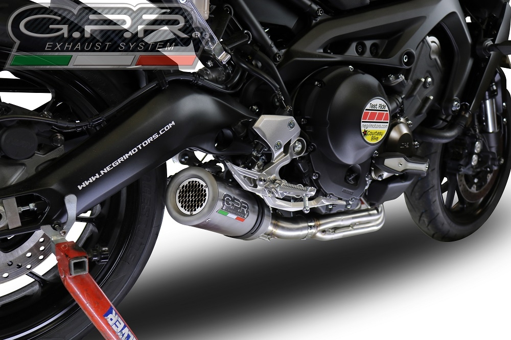 GPR pot echappement compatible avec  Yamaha Mt-09 Tracer 900 2015-2016, M3 Inox , Homologué et légal, système d'échappement complet avec catalyseur et db killer amovible 