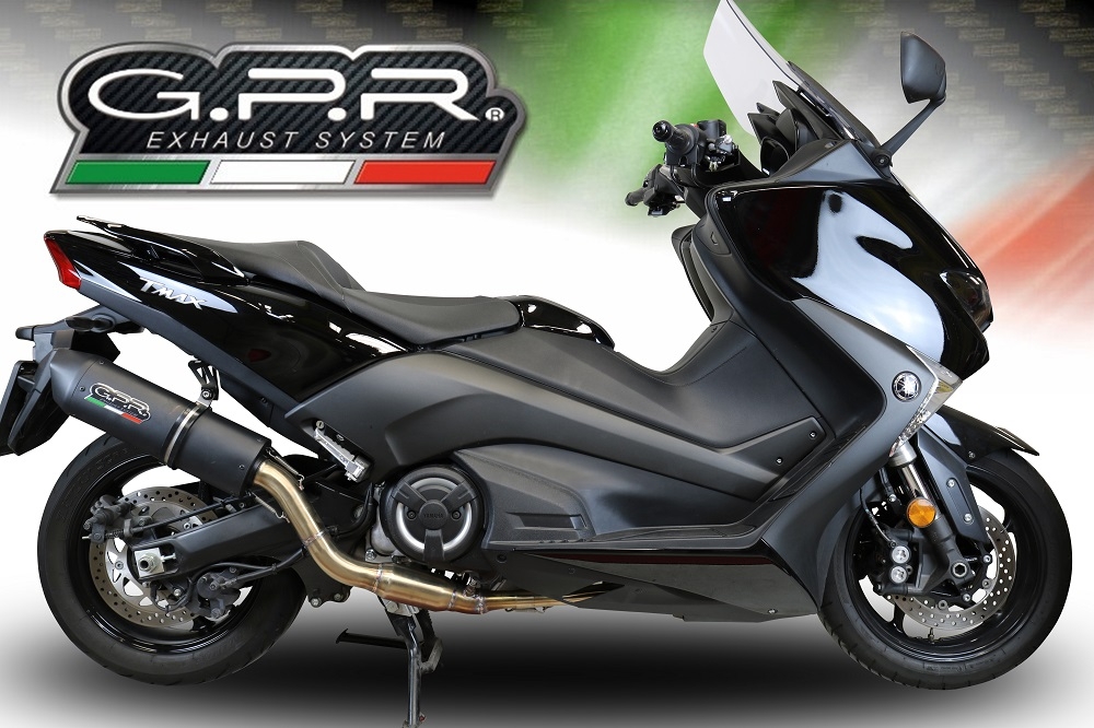 GPR pot echappement compatible avec  Yamaha T-Max 560 2020-2021, Furore Evo4 Nero, Homologué et légal, système d'échappement complet avec catalyseur et db killer amovible 