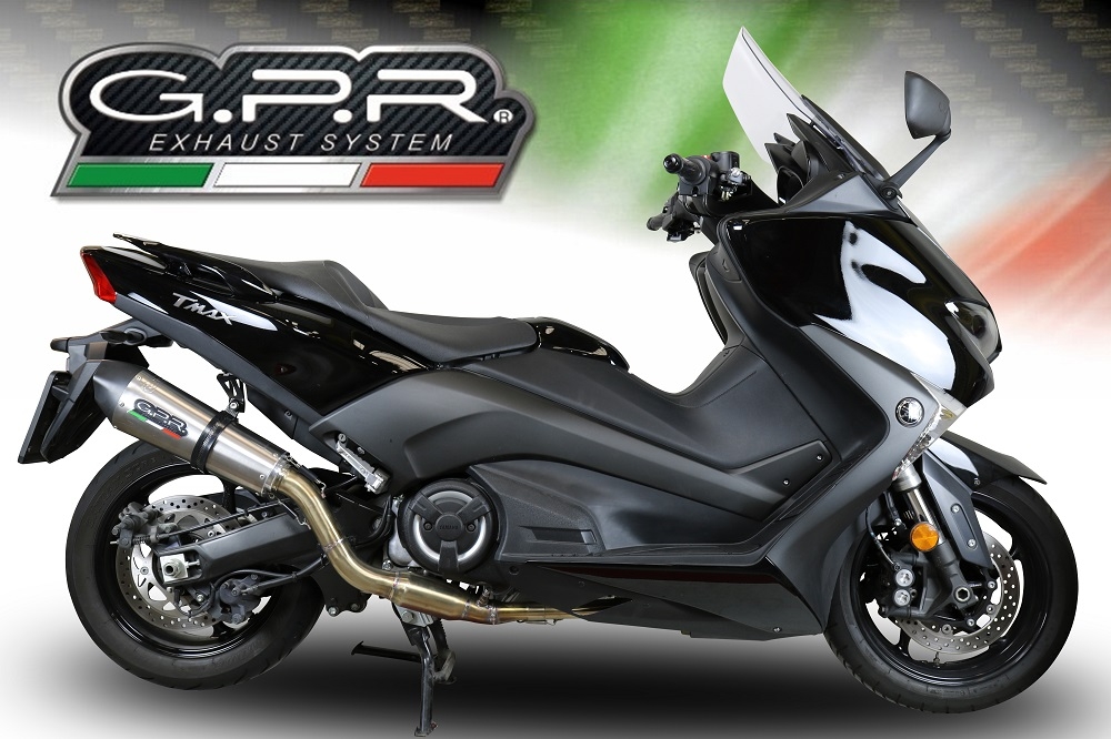 GPR pot echappement compatible avec  Yamaha T-Max 560 2020-2021, GP Evo4 Titanium, Homologué et légal, système d'échappement complet avec catalyseur et db killer amovible 