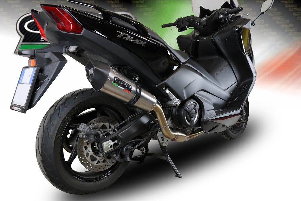 GPR pot echappement compatible avec  Yamaha T-Max 560 2020-2021, GP Evo4 Titanium, Homologué et légal, système d'échappement complet avec catalyseur et db killer amovible 