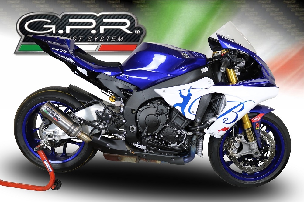 GPR pot echappement compatible avec  Yamaha Yzf R1-R1-M 2015-2016, M3 Inox , Échappement légal, homologué,silencieux avec db killer amovible et tuyau de liaison spécifique 