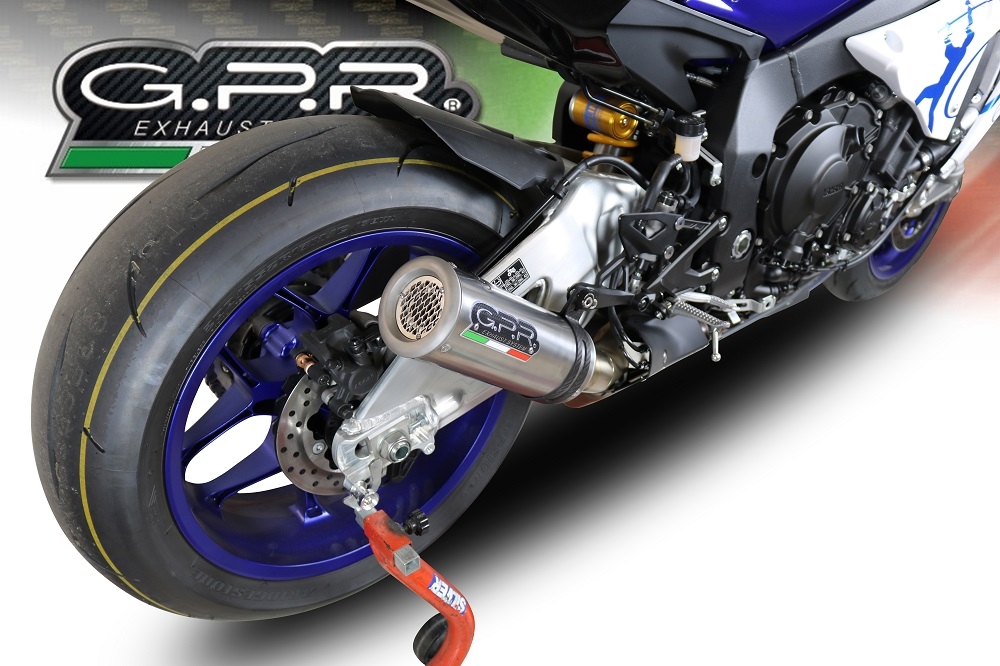 GPR pot echappement compatible avec  Yamaha Yzf R1-R1-M 2015-2016, M3 Inox , Échappement légal, homologué,silencieux avec db killer amovible et tuyau de liaison spécifique 