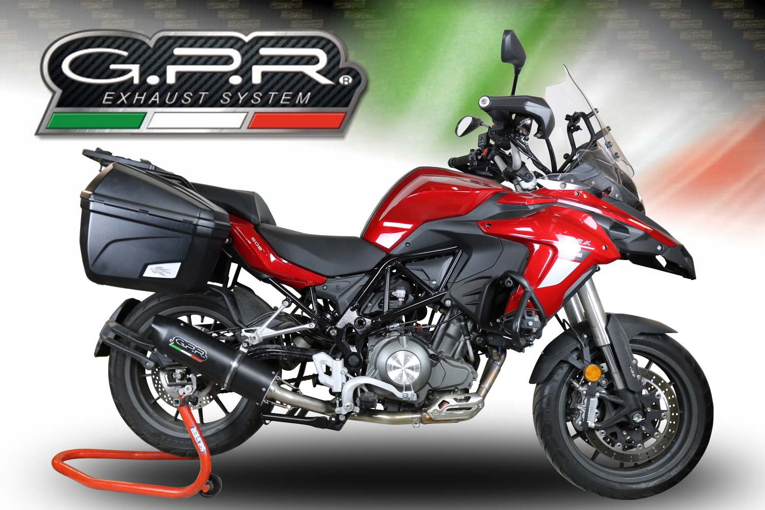 GPR pot echappement compatible avec  Benelli Trk 502 2017-2020, Furore Evo4 Nero, Pot Échappement slip-on homologué, légal, avec db killer amovible, tuyau de liaison et catalyseur 