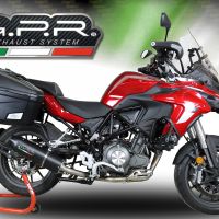 GPR pot echappement compatible avec  Benelli Trk 502 2017-2020, Furore Evo4 Nero, Pot Échappement slip-on homologué, légal, avec db killer amovible, tuyau de liaison et catalyseur 