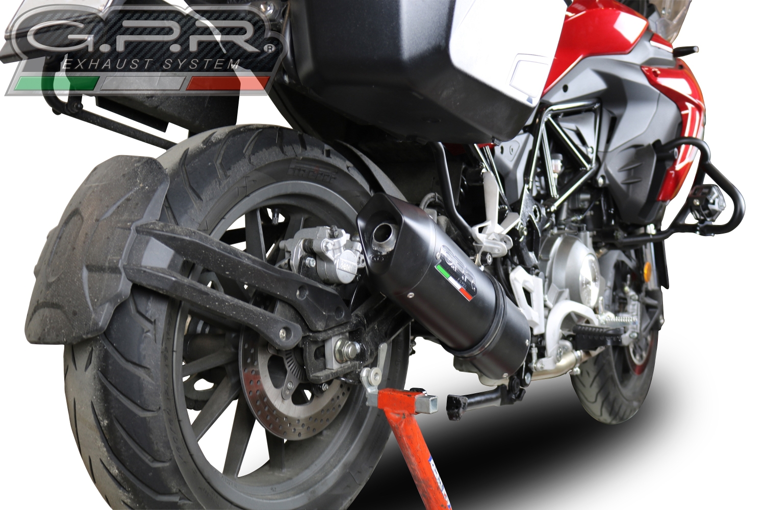 GPR pot echappement compatible avec  Benelli Trk 502 2017-2020, Furore Evo4 Nero, Pot Échappement slip-on homologué, légal, avec db killer amovible, tuyau de liaison et catalyseur 