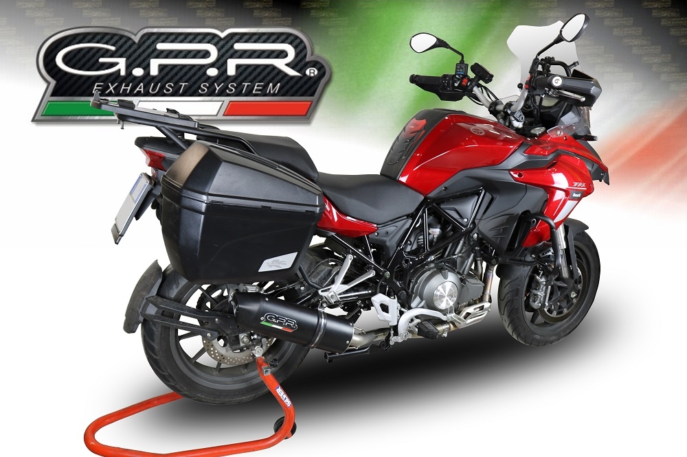 GPR pot echappement compatible avec  Benelli Trk 502 2017-2020, Furore Evo4 Nero, Pot Échappement slip-on homologué, légal, avec db killer amovible, tuyau de liaison et catalyseur 