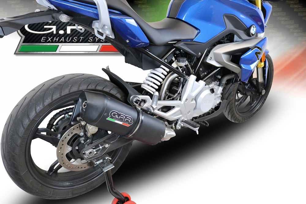 GPR pot echappement compatible avec  Bmw G 310 R 2017-2021, Furore Evo4 Nero, Homologué et légal, système d'échappement complet avec catalyseur et db killer amovible 