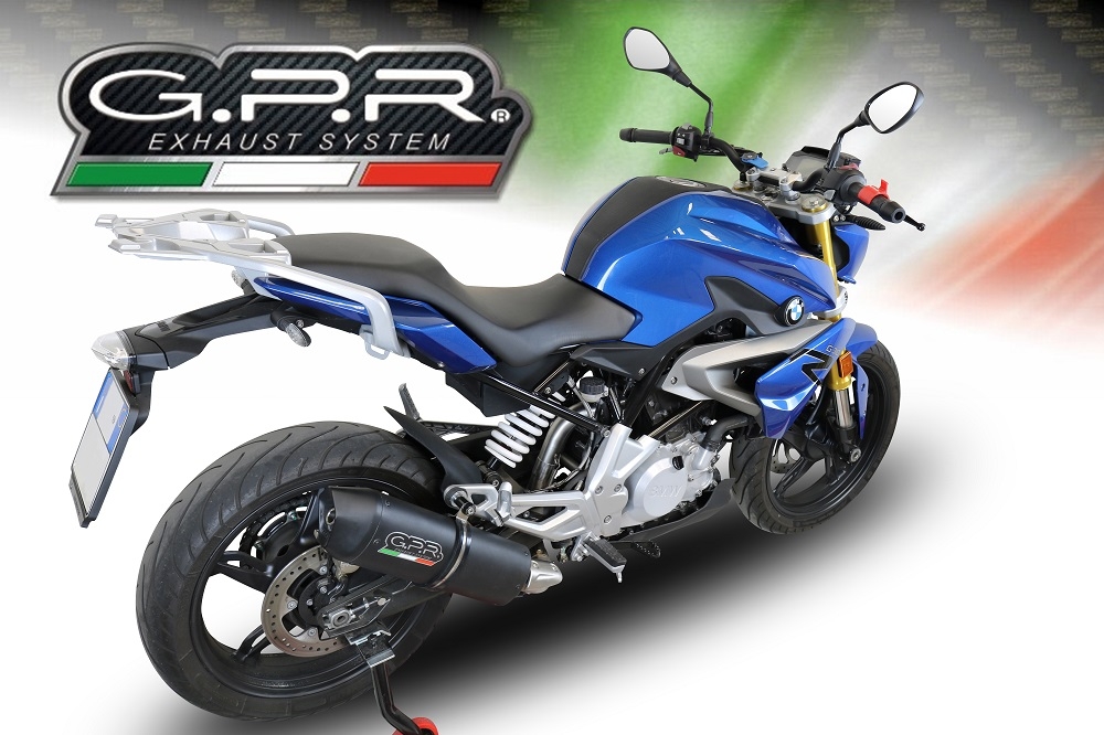 GPR pot echappement compatible avec  Bmw G 310 R 2017-2021, Furore Evo4 Nero, Homologué et légal, système d'échappement complet avec catalyseur et db killer amovible 