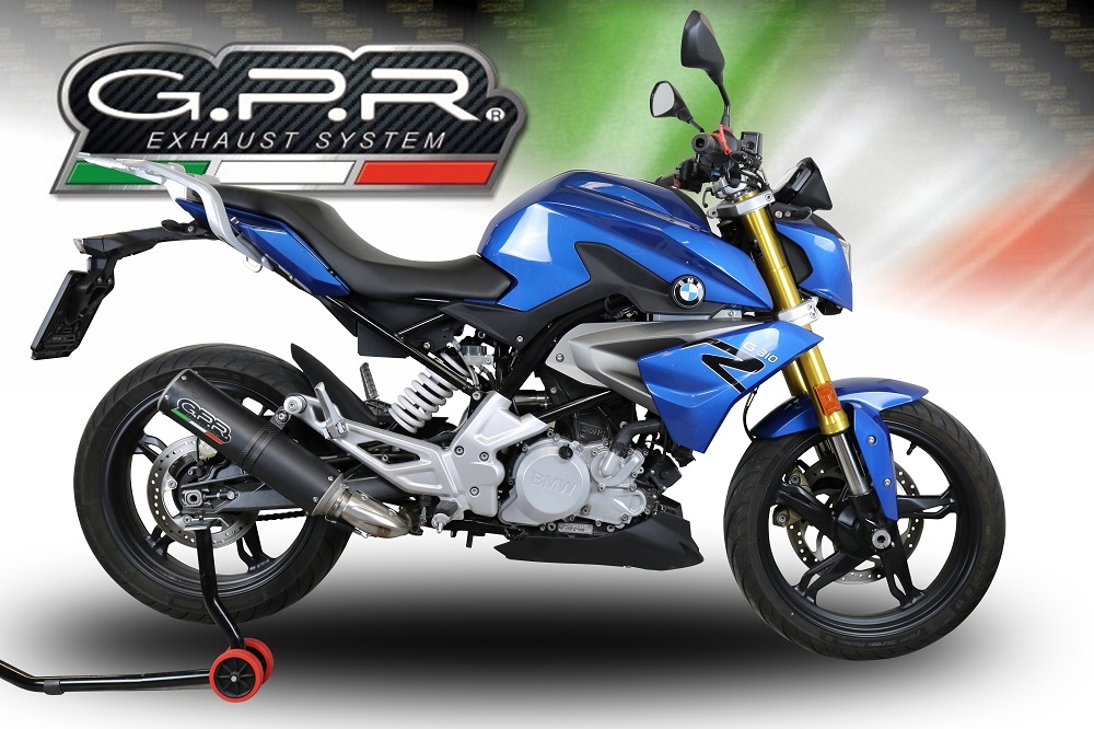 GPR pot echappement compatible avec  Bmw G 310 R 2022-2024, M3 Black Titanium, Homologué et légal, système d'échappement complet avec catalyseur et db killer amovible 