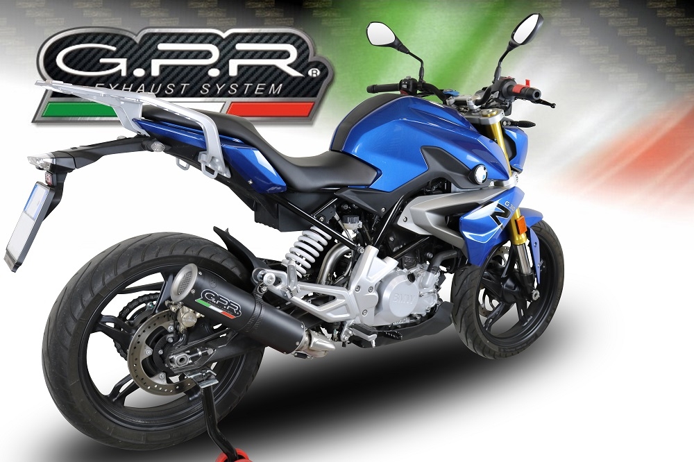 GPR pot echappement compatible avec  Bmw G 310 R 2022-2024, M3 Black Titanium, Homologué et légal, système d'échappement complet avec catalyseur et db killer amovible 