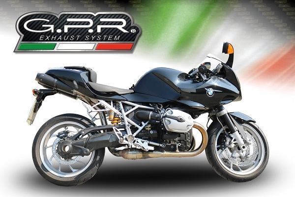 GPR pot echappement compatible avec  Bmw R 1200 S 2006-2008, Furore Poppy, Paire de pot d'échappement homologuées, livrées avec db killer amovible et raccords spécifiques 