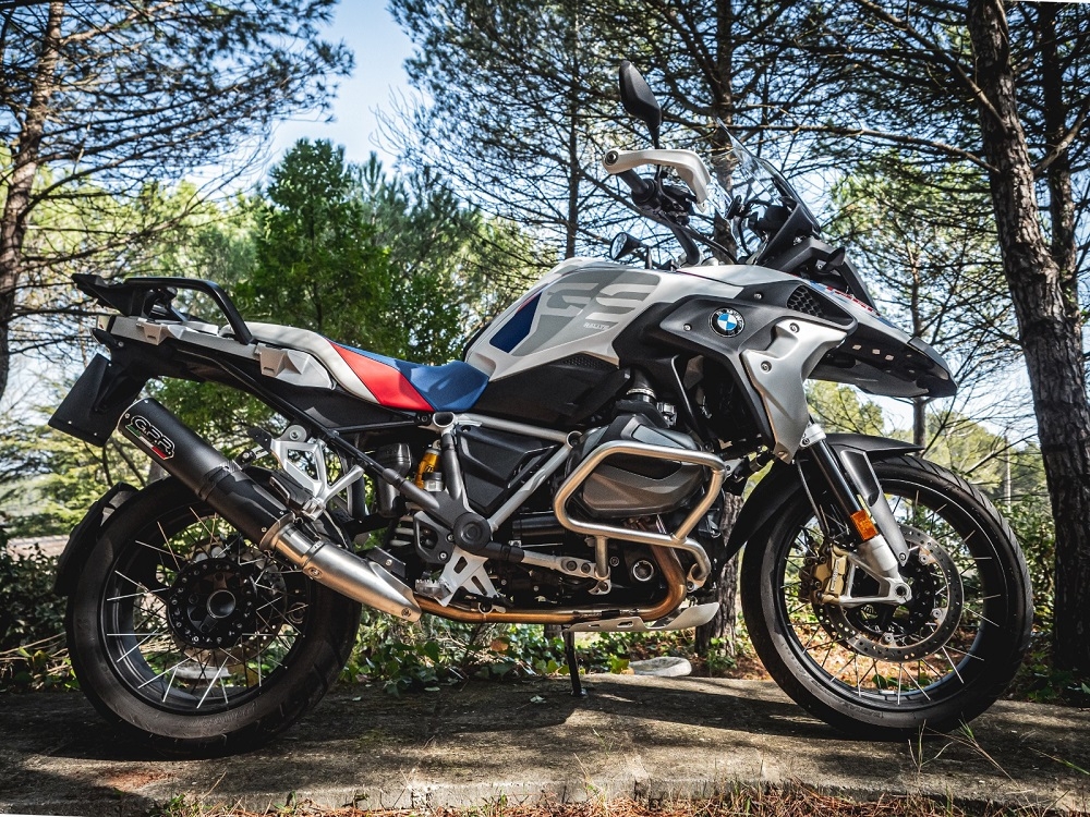 GPR pot echappement compatible avec  Bmw R 1250 Gs -Adventure 2019-2020, M3 Black Titanium, Échappement légal, homologué,silencieux avec db killer amovible et tuyau de liaison spécifique 