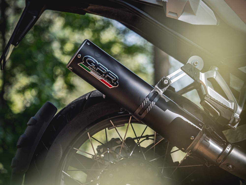 GPR pot echappement compatible avec  Bmw R 1250 Gs -Adventure 2019-2020, M3 Black Titanium, Échappement légal, homologué,silencieux avec db killer amovible et tuyau de liaison spécifique 