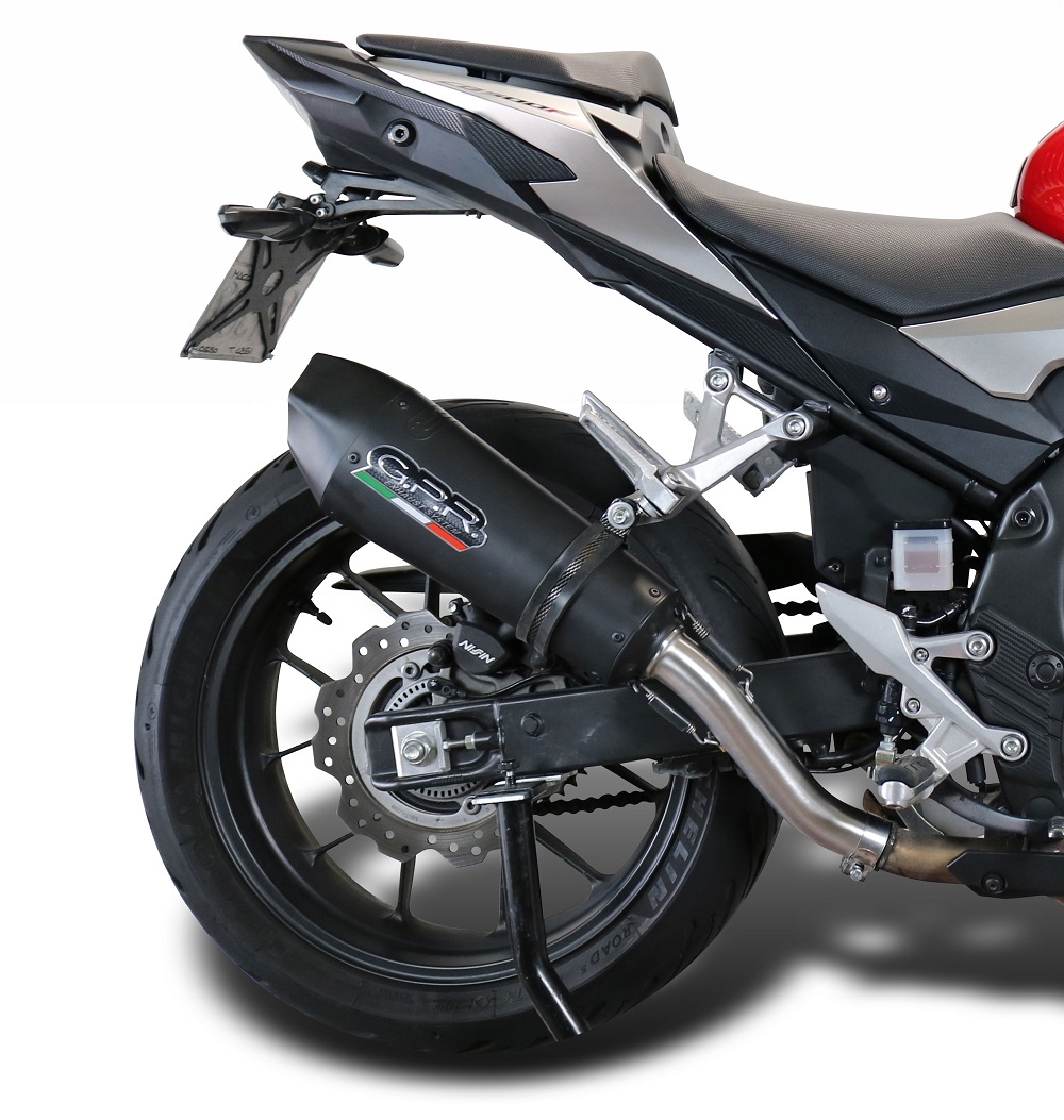 GPR pot echappement compatible avec  Honda Cb 500 X 2019-2024, GP Evo4 Black Titanium, Échappement légal, homologué,silencieux avec db killer amovible et tuyau de liaison spécifique 