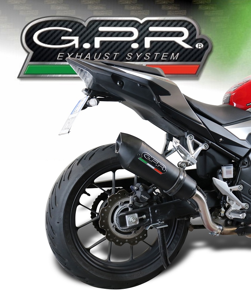 GPR pot echappement compatible avec  Honda Cb 500 X 2019-2024, GP Evo4 Black Titanium, Échappement légal, homologué,silencieux avec db killer amovible et tuyau de liaison spécifique 