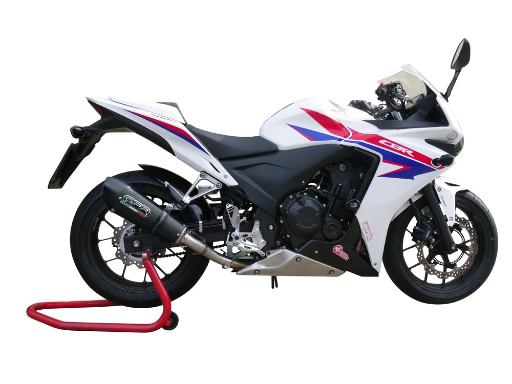 GPR pot echappement compatible avec  Honda Cbr 500 R 2023-2024, GP Evo4 Black Titanium, Échappement légal, homologué,silencieux avec db killer amovible et tuyau de liaison spécifique 