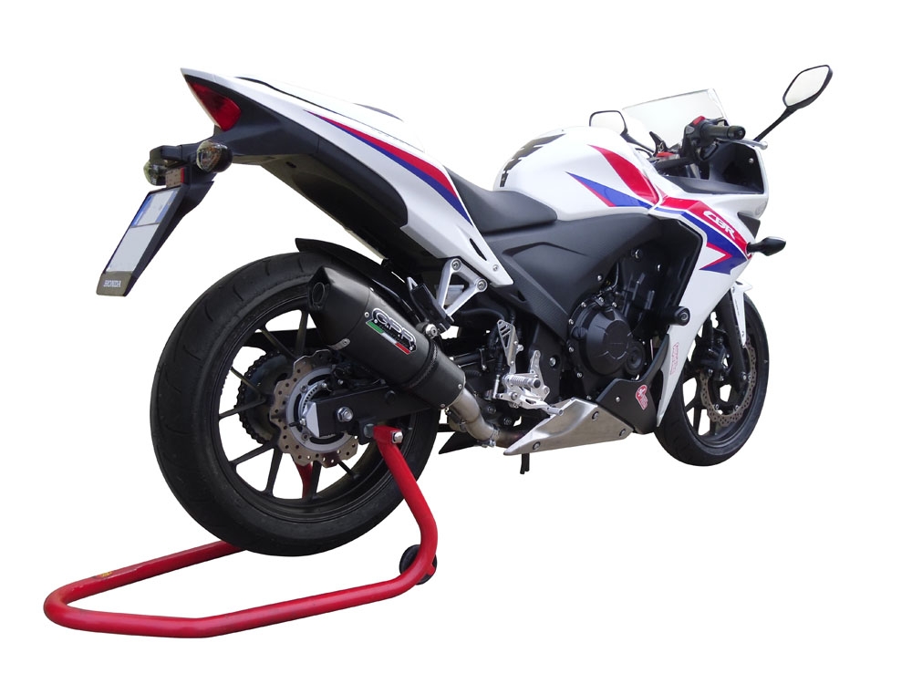 GPR pot echappement compatible avec  Honda Cbr 500 R 2023-2024, GP Evo4 Black Titanium, Échappement légal, homologué,silencieux avec db killer amovible et tuyau de liaison spécifique 