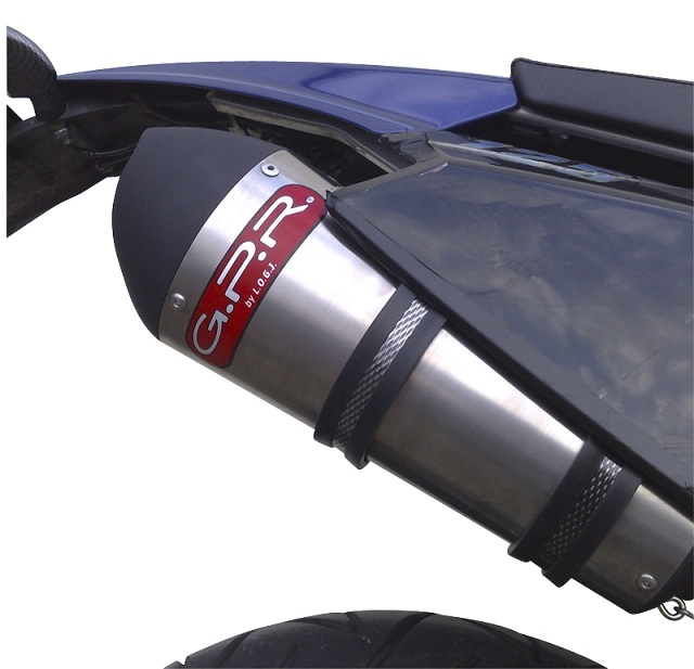 GPR pot echappement compatible avec  Derbi Senda Drd 125 R -SM 2009-2013, Gpe Ann. titanium, Échappement légal, homologué,silencieux avec catalyseur, db killer amovible et tuyau de liaison spécifique 