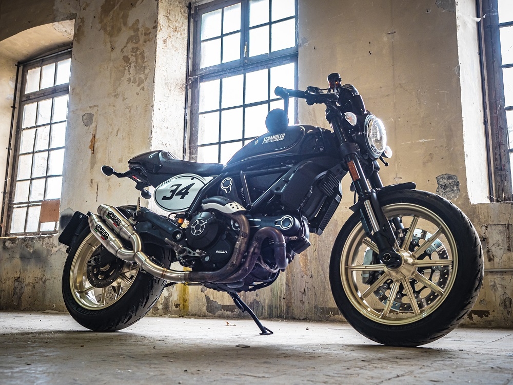 GPR pot echappement compatible avec  Ducati Scrambler 800  2015-2016, Deeptone Inox, Paire de pot d'échappement homologuées, livrées avec db killer amovible, catalyseurs et raccords spécifiques 