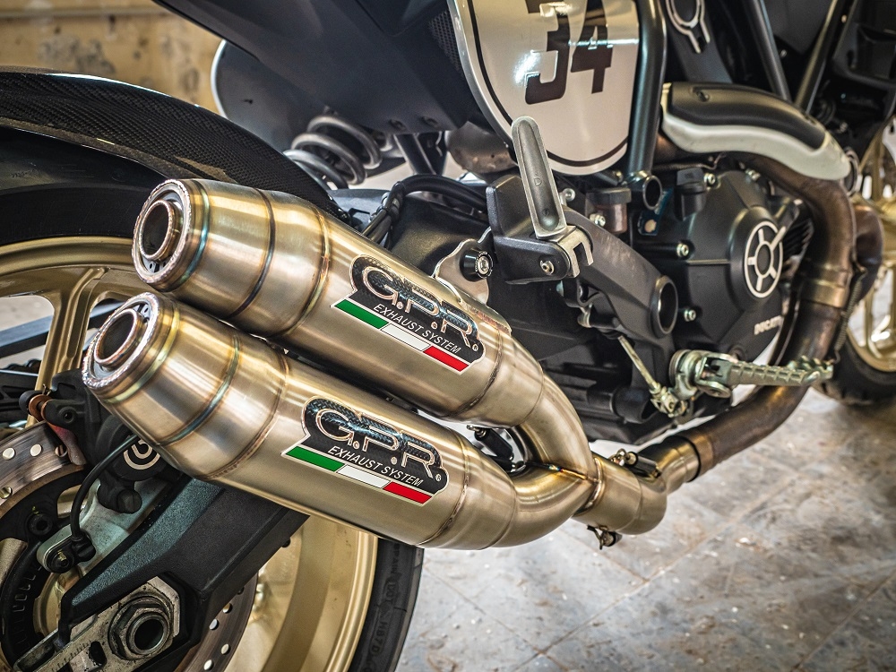 GPR pot echappement compatible avec  Ducati Scrambler 800  2015-2016, Deeptone Inox, Paire de pot d'échappement homologuées, livrées avec db killer amovible, catalyseurs et raccords spécifiques 