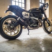 GPR pot echappement compatible avec  Ducati Scrambler 800  2015-2016, M3 Black Titanium, Échappement légal, homologué,silencieux avec db killer amovible et tuyau de liaison spécifique 