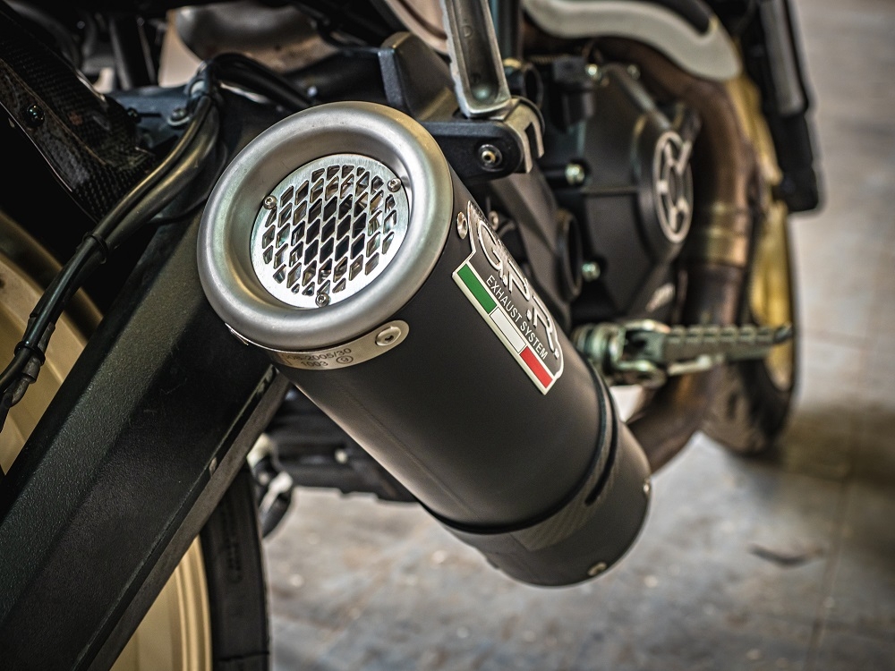 GPR pot echappement compatible avec  Ducati Scrambler 800  2015-2016, M3 Black Titanium, Échappement légal, homologué,silencieux avec db killer amovible et tuyau de liaison spécifique 