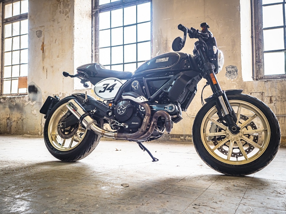 GPR pot echappement compatible avec  Ducati Scrambler 800  2017-2020, M3 Inox , Échappement légal, homologué,silencieux avec catalyseur, db killer amovible et tuyau de liaison spécifique 