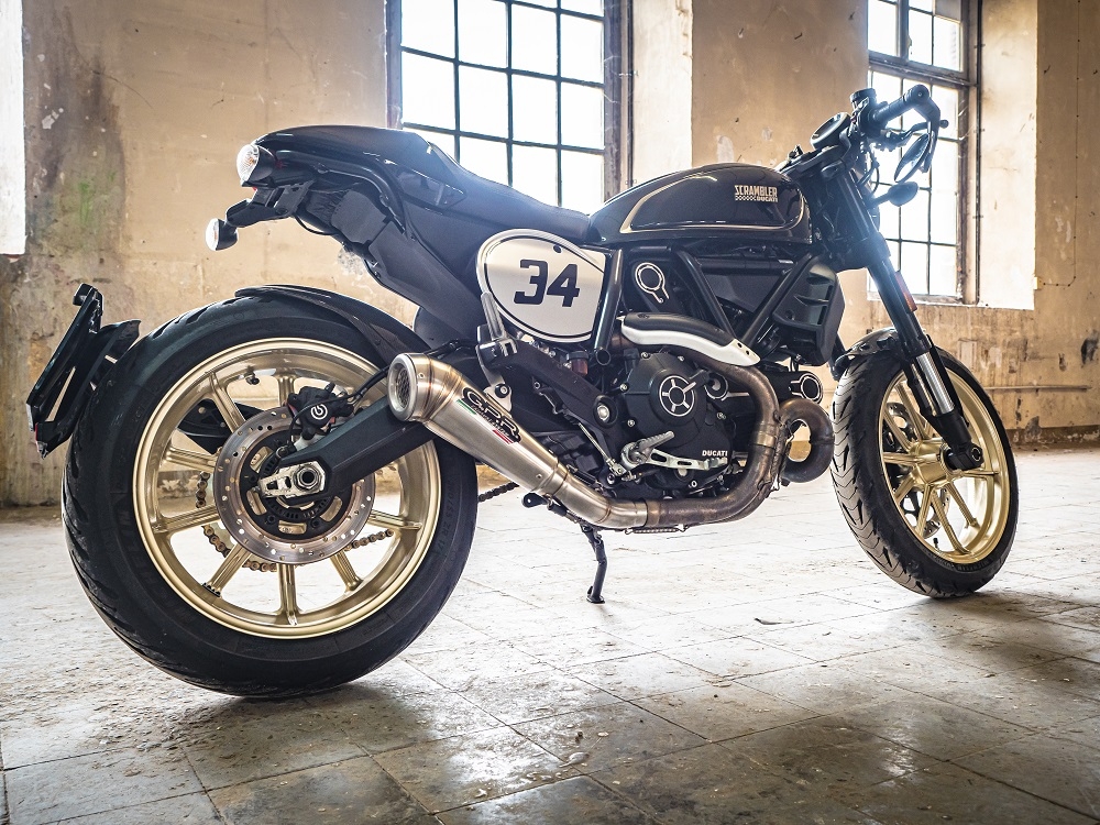 GPR pot echappement compatible avec  Ducati Scrambler 800  2017-2020, Powercone Evo, Échappement légal, homologué,silencieux avec catalyseur, db killer amovible et tuyau de liaison spécifique 