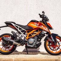 GPR pot echappement compatible avec  Ktm Duke 250 2017-2020, Furore Evo4 Nero, Échappement légal, homologué,silencieux avec db killer amovible et tuyau de liaison spécifique 