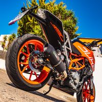 GPR pot echappement compatible avec  Ktm Duke 250 2021-2023, Furore Nero, Pot échappement racing, avec les tuyaux de liaison, article sans homologation 