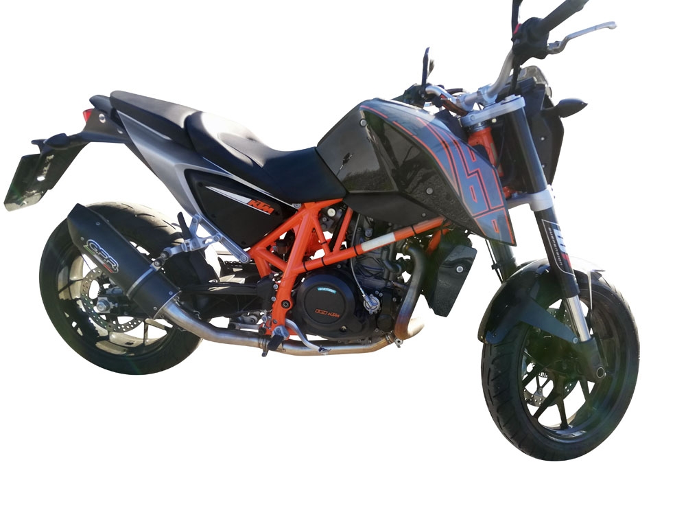 GPR pot echappement compatible avec  Ktm Duke 690 2012-2016, Furore Evo4 Nero, Échappement légal, homologué,silencieux avec db killer amovible et tuyau de liaison spécifique 