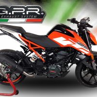 GPR pot echappement compatible avec  Ktm Duke 390 2017-2020, GP Evo4 Black Titanium, Échappement légal, homologué,silencieux avec db killer amovible et tuyau de liaison spécifique 