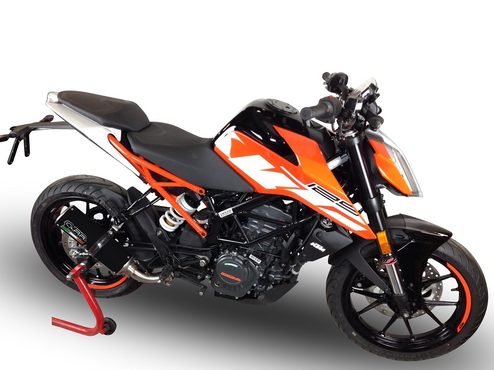 GPR pot echappement compatible avec  Ktm Duke 390 2017-2020, M3 Black Titanium, Échappement légal, homologué,silencieux avec db killer amovible et tuyau de liaison spécifique 